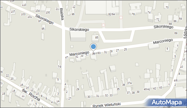 Częstochowa, Marconiego Guglielmo, 35, mapa Częstochowy