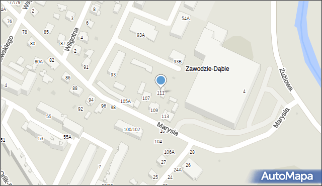 Częstochowa, Marysia, 111, mapa Częstochowy