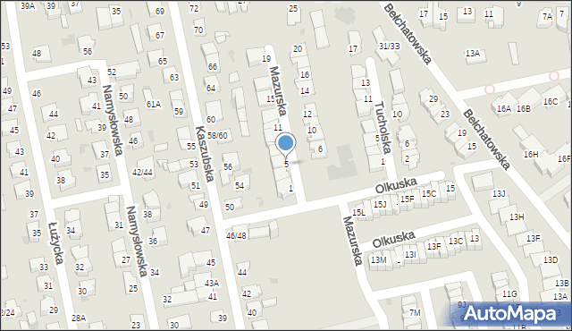 Częstochowa, Mazurska, 5, mapa Częstochowy