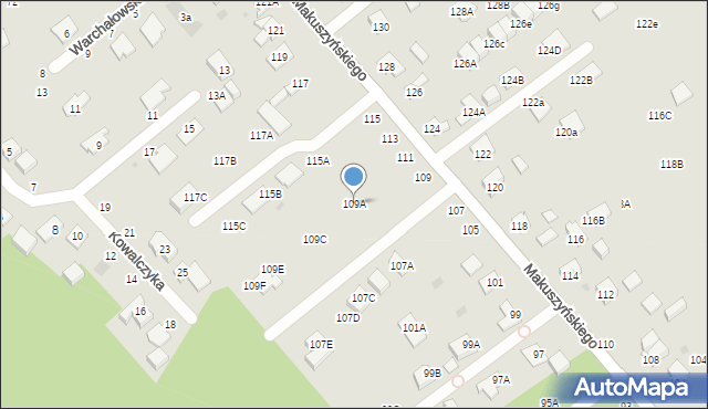 Częstochowa, Makuszyńskiego Kornela, 109A, mapa Częstochowy