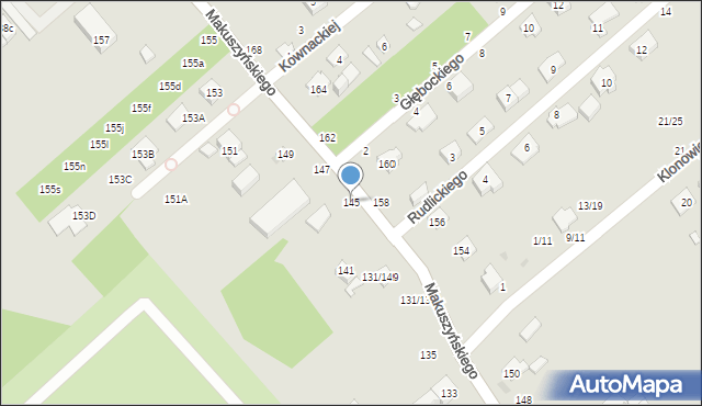 Częstochowa, Makuszyńskiego Kornela, 145, mapa Częstochowy