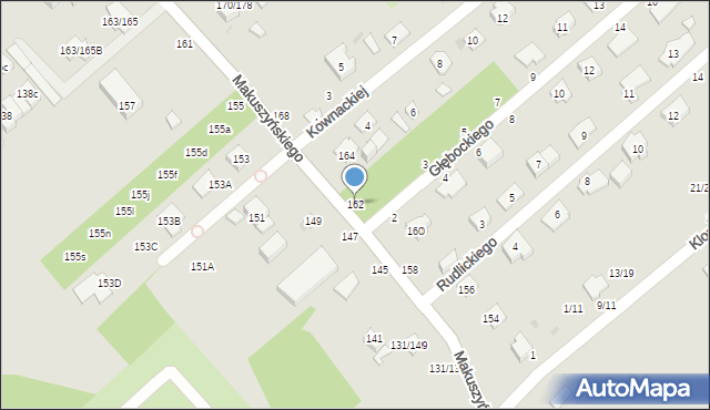 Częstochowa, Makuszyńskiego Kornela, 162, mapa Częstochowy