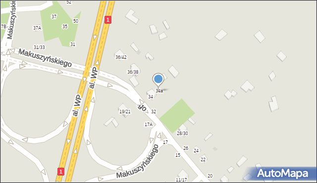 Częstochowa, Makuszyńskiego Kornela, 34a, mapa Częstochowy