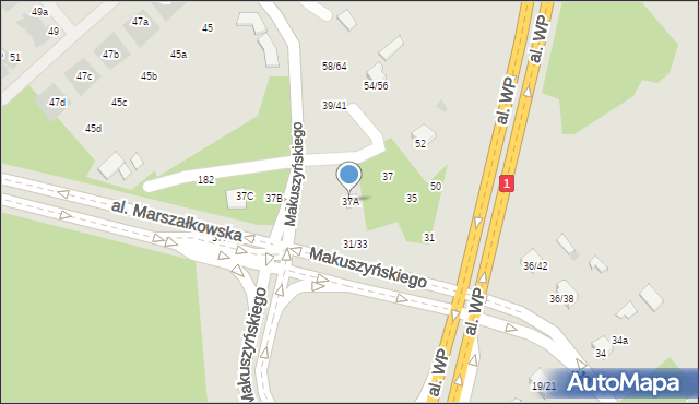 Częstochowa, Makuszyńskiego Kornela, 37A, mapa Częstochowy
