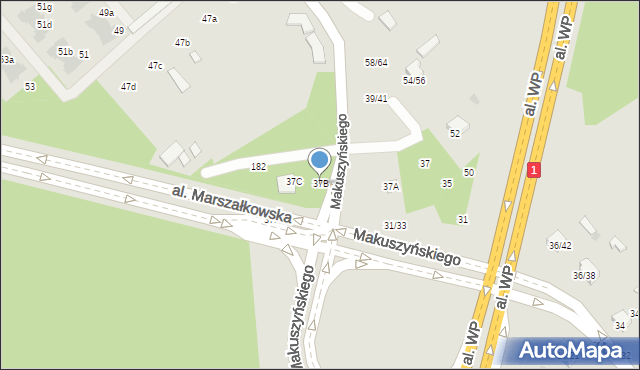 Częstochowa, Makuszyńskiego Kornela, 37B, mapa Częstochowy