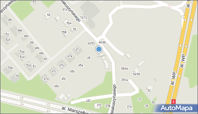 Częstochowa, Makuszyńskiego Kornela, 43, mapa Częstochowy