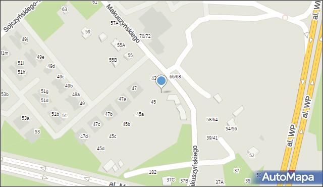 Częstochowa, Makuszyńskiego Kornela, 43b, mapa Częstochowy