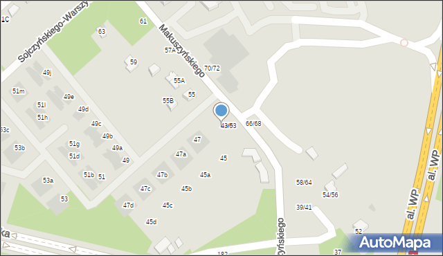 Częstochowa, Makuszyńskiego Kornela, 43e, mapa Częstochowy