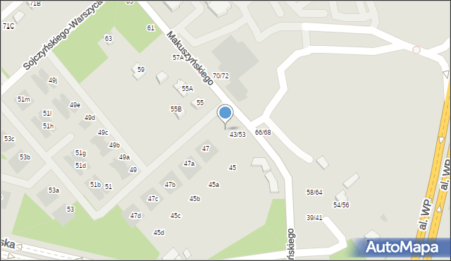 Częstochowa, Makuszyńskiego Kornela, 43f, mapa Częstochowy