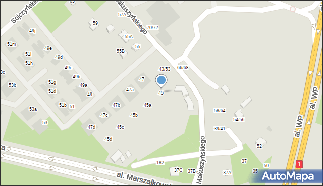 Częstochowa, Makuszyńskiego Kornela, 45, mapa Częstochowy