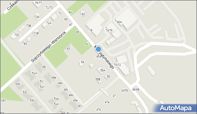 Częstochowa, Makuszyńskiego Kornela, 57A, mapa Częstochowy