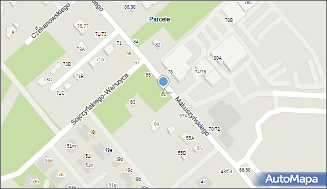 Częstochowa, Makuszyńskiego Kornela, 61, mapa Częstochowy