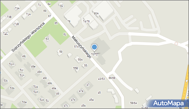 Częstochowa, Makuszyńskiego Kornela, 70/72, mapa Częstochowy