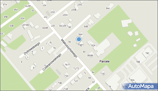 Częstochowa, Makuszyńskiego Kornela, 92b, mapa Częstochowy