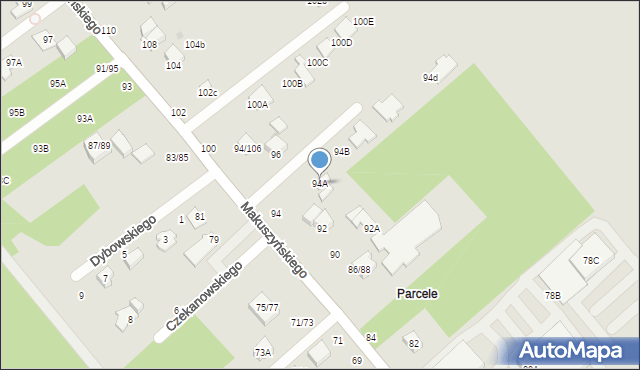 Częstochowa, Makuszyńskiego Kornela, 94A, mapa Częstochowy