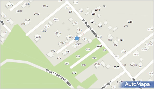 Częstochowa, Makuszyńskiego Kornela, 97A, mapa Częstochowy