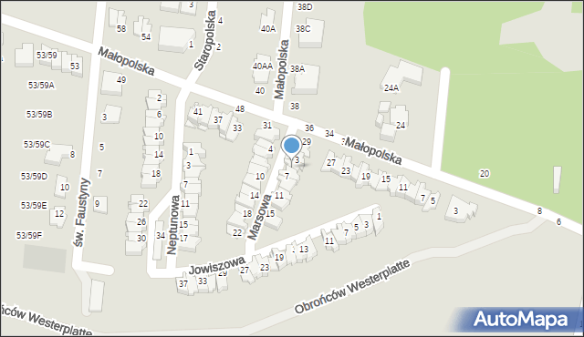 Częstochowa, Marsowa, 5, mapa Częstochowy