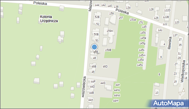 Częstochowa, Mazowiecka, 48A, mapa Częstochowy