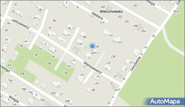 Częstochowa, Martusewicz Zofii, 11A, mapa Częstochowy