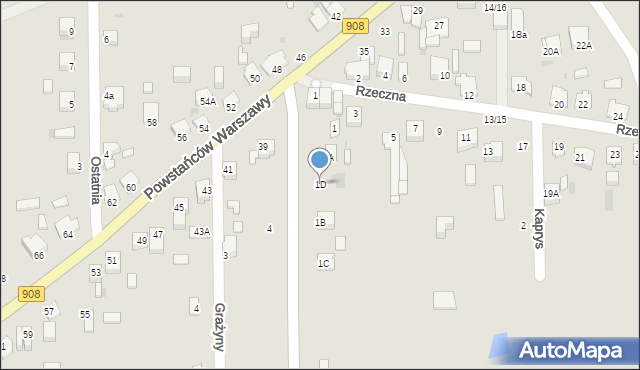 Częstochowa, Malownicza, 1D, mapa Częstochowy