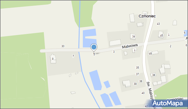 Czmoniec, Malwowa, 5, mapa Czmoniec