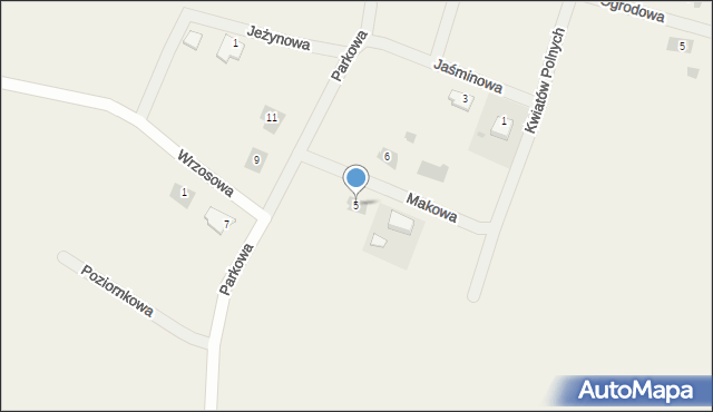Dąbków, Makowa, 5, mapa Dąbków
