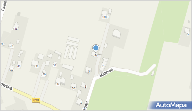 Dąbrowica, Makowa, 9a, mapa Dąbrowica
