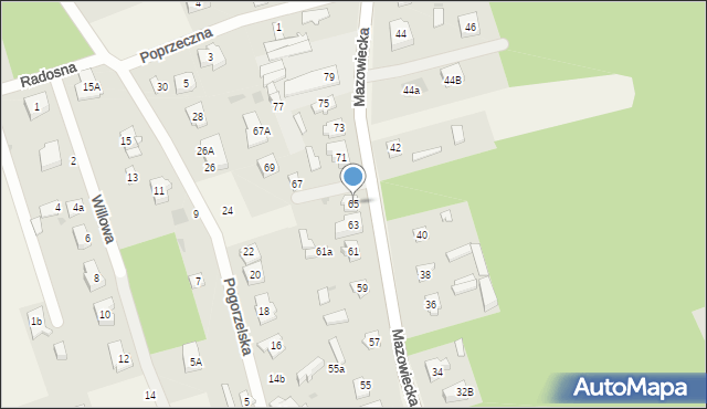 Dąbrówka, Mazowiecka, 65, mapa Dąbrówka