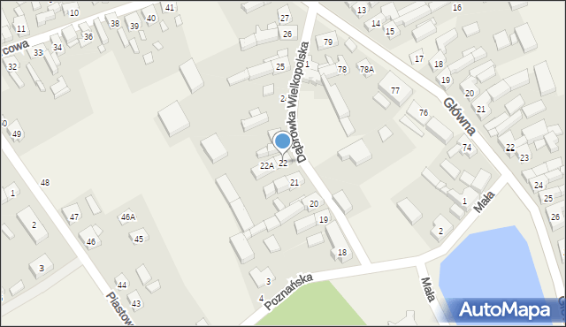 Dąbrówka Wielkopolska, Mała, 22, mapa Dąbrówka Wielkopolska