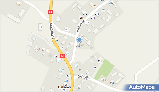 Dąbrowy, Mazurska, 268, mapa Dąbrowy