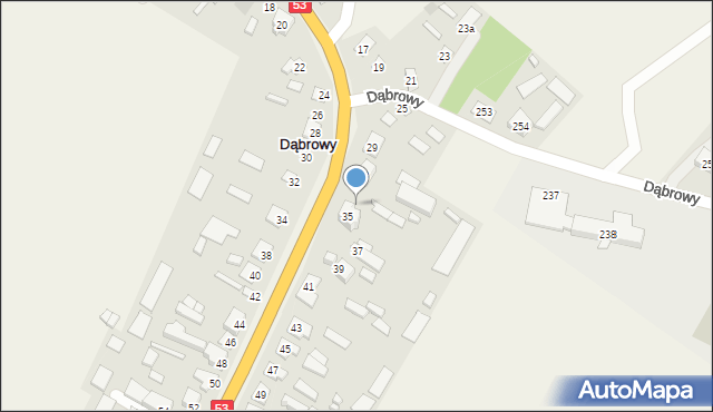 Dąbrowy, Mazurska, 35, mapa Dąbrowy
