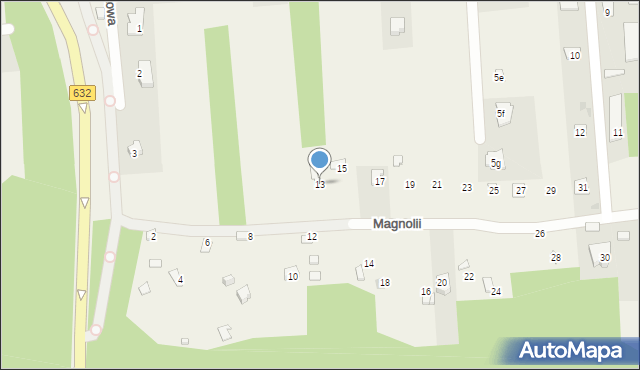 Dębe, Magnolii, 13, mapa Dębe