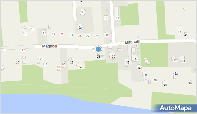 Dębe, Magnolii, 28, mapa Dębe