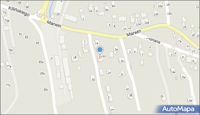 Dobczyce, Marwin, 1J, mapa Dobczyce