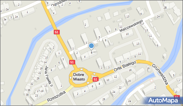 Dobre Miasto, Malczewskiego, 6, mapa Dobre Miasto