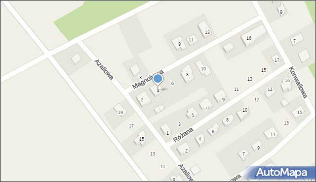 Dobryszyce, Magnoliowa, 4, mapa Dobryszyce