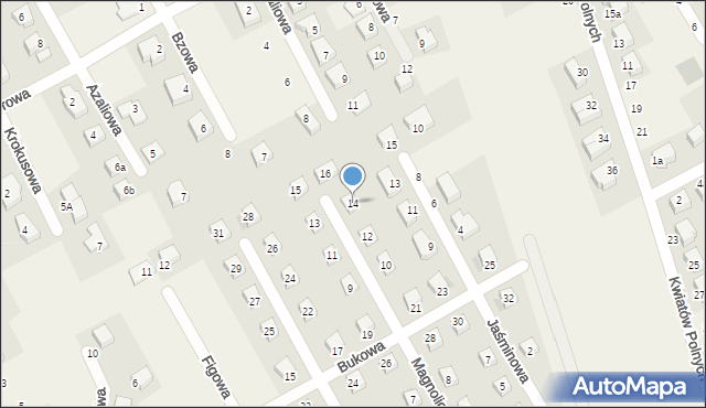 Dobrzykowice, Magnoliowa, 14, mapa Dobrzykowice