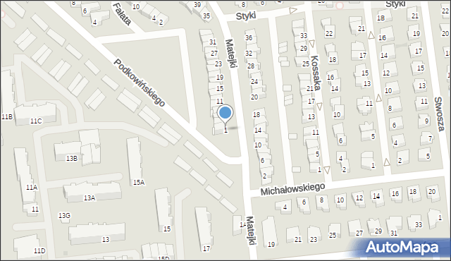 Działdowo, Matejki Jana, 1, mapa Działdowo