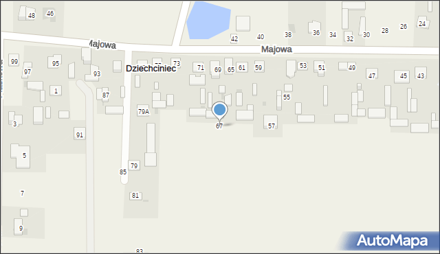 Dziechciniec, Majowa, 67, mapa Dziechciniec