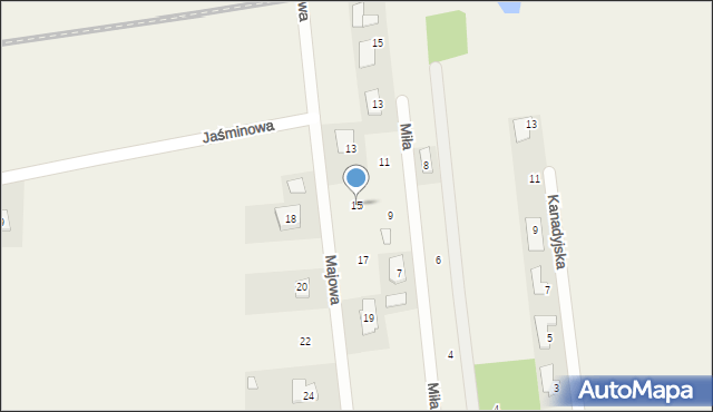 Dziękowizna, Majowa, 15, mapa Dziękowizna