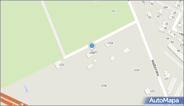 Elbląg, Malborska, 103b, mapa Elbląga