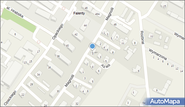 Falenty, Magnolii, 3, mapa Falenty