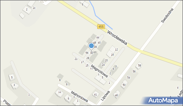 Gajków, Magnoliowa, 32, mapa Gajków