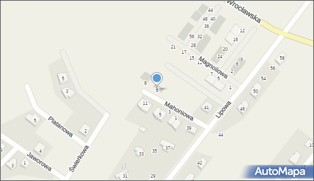 Gajków, Mahoniowa, 6, mapa Gajków