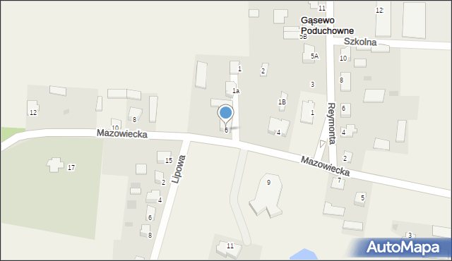 Gąsewo Poduchowne, Mazowiecka, 6, mapa Gąsewo Poduchowne