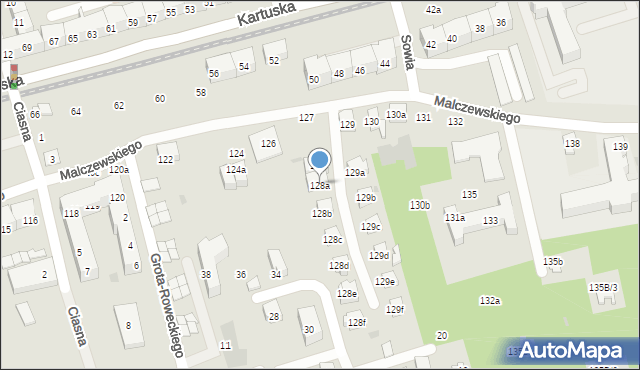 Gdańsk, Malczewskiego Jacka, 128a, mapa Gdańska