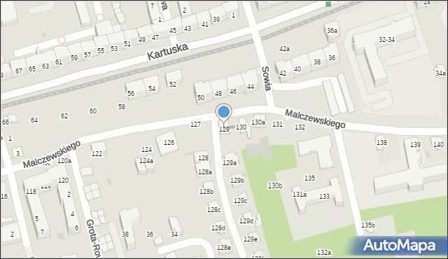 Gdańsk, Malczewskiego Jacka, 129, mapa Gdańska