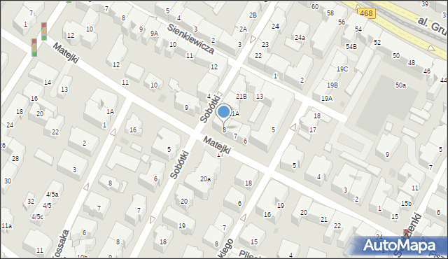 Gdańsk, Matejki Jana, 8, mapa Gdańska