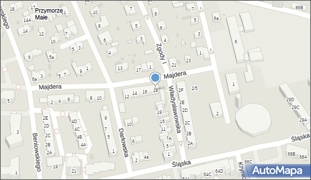 Gdańsk, Majdera Jana, ks., 18, mapa Gdańska