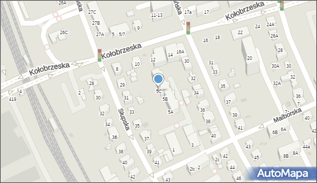 Gdańsk, Malborska, 5C, mapa Gdańska